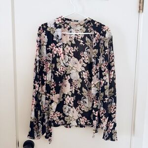 Volcom Black Floral Open-Front Jacket